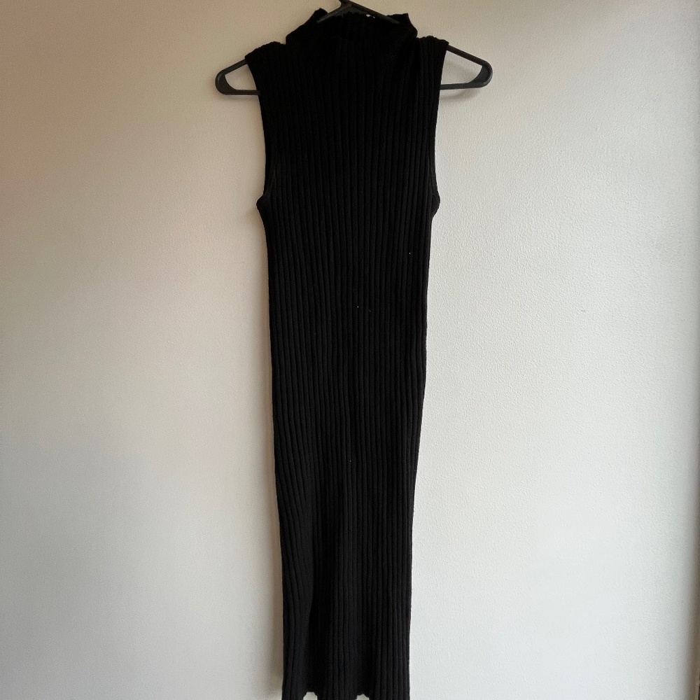 Black mock neck body on dress